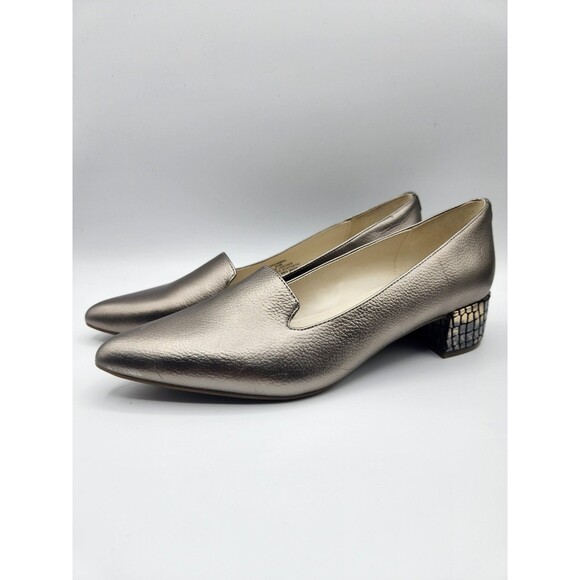 Anne Klein Kimbra Womens Leather Pointed Toe Block Heel Pumps Shoes size 8.5 M - Picture 1 of 11